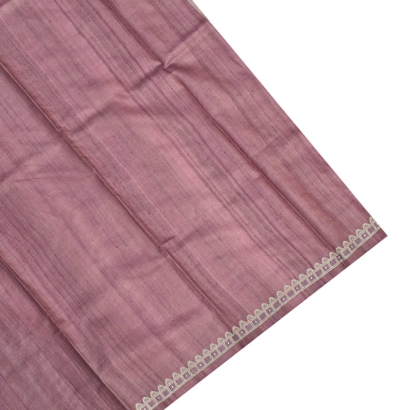 Onion Pink Tussar Silk Saree with Floral Embroidery Design