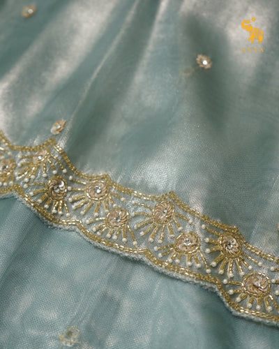 Pastel Blue Tissue Organza Saree with Embroidery Design