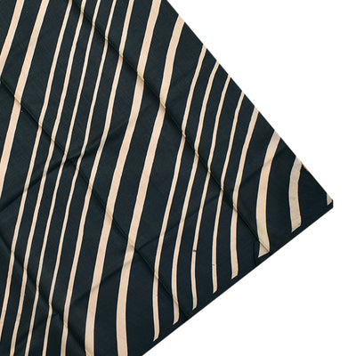Off White and Black Tussar Silk Saree with Rose Printed Design