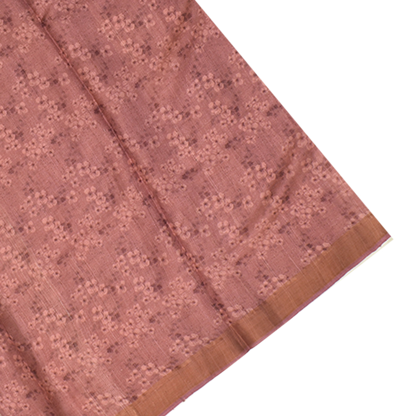 Onion Pink Tussar Silk Saree with Floral Print Zari Checks Design
