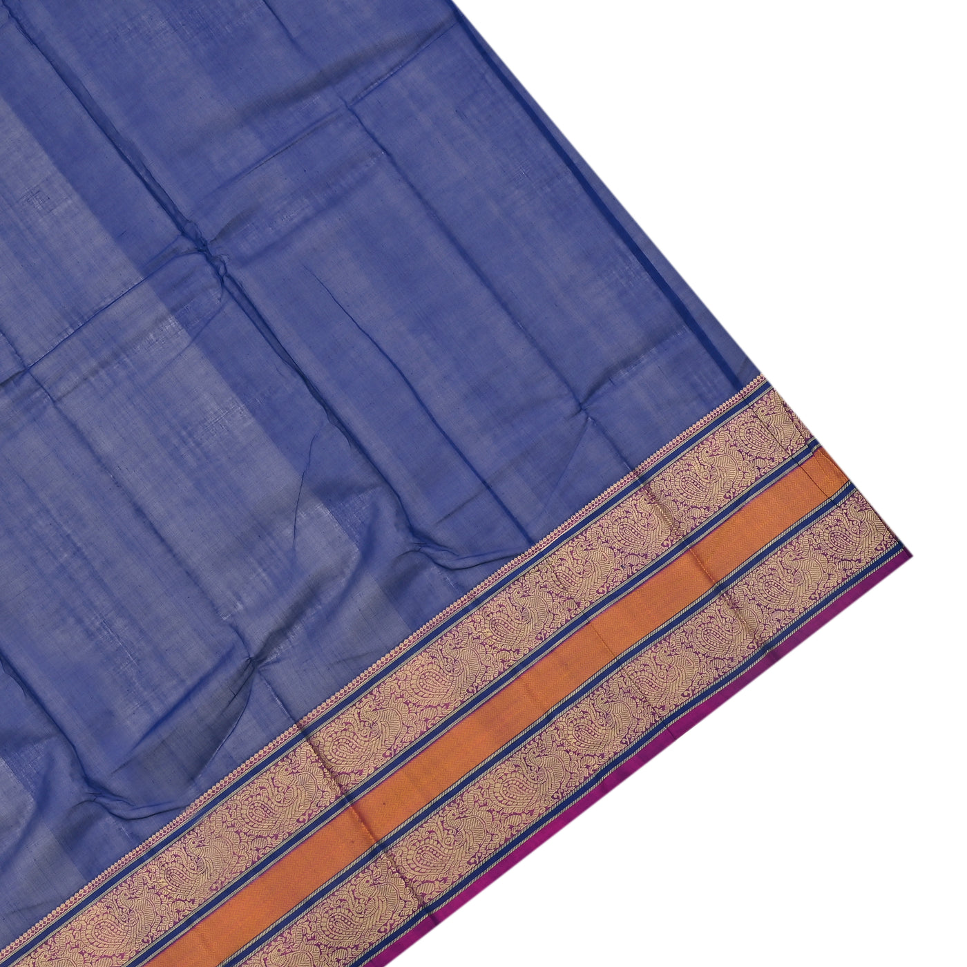 Blue Kanchi Cotton Saree with Annam Thread Checks Design