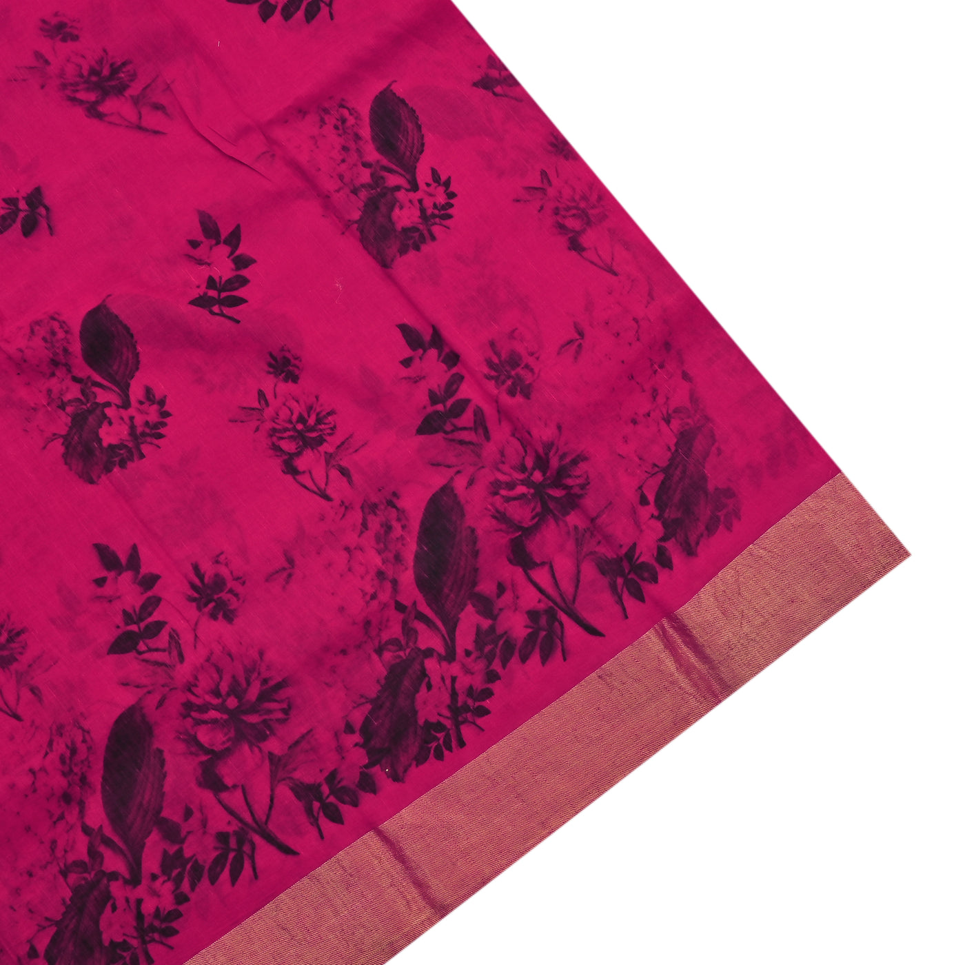 Red Tussar Silk Saree with Flower Printed Design