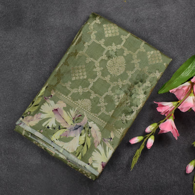 Apple Green Banarasi Silk Saree with Zari Butta Design