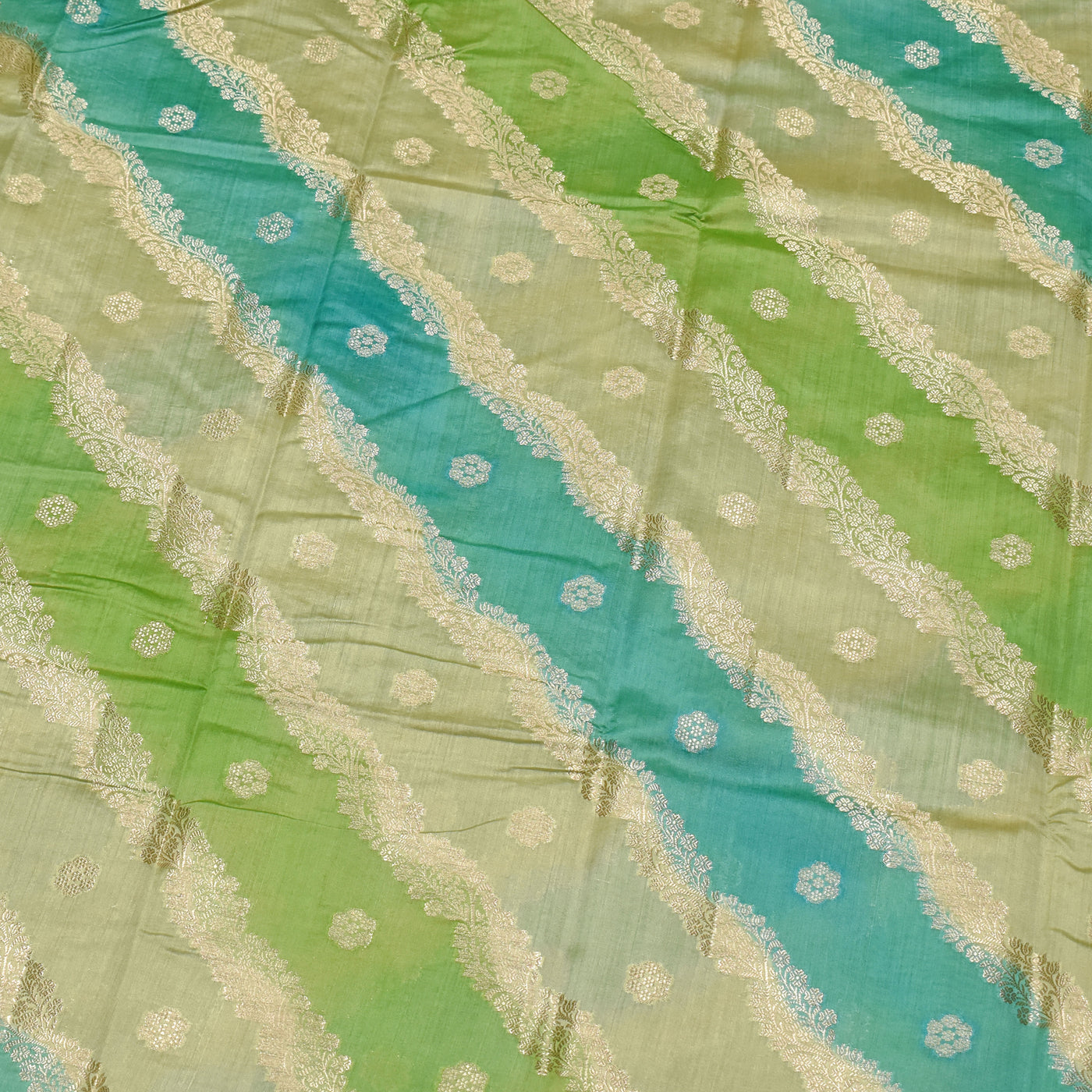 Rexona and Apple Green Chanderi Banarasi Silk Saree with Cross Design