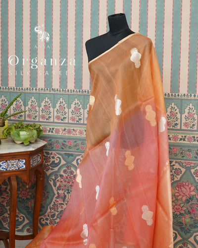 Pink Organza Saree with Big Motif Design