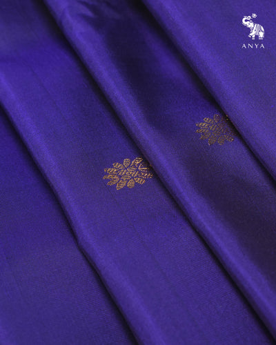 Ms Blue Kanchi Silk Saree with Pink Kantha Work Pallu and Blouse