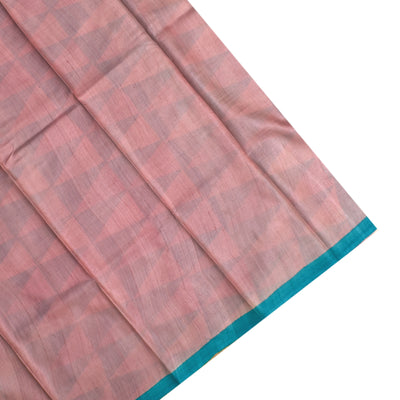 Blue Tussar Silk Saree with Triangle Print Design