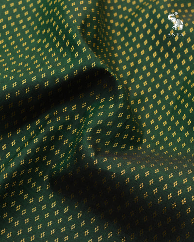 Bottle Green Kanchi Silk Fabric with Kuligai Butta Design