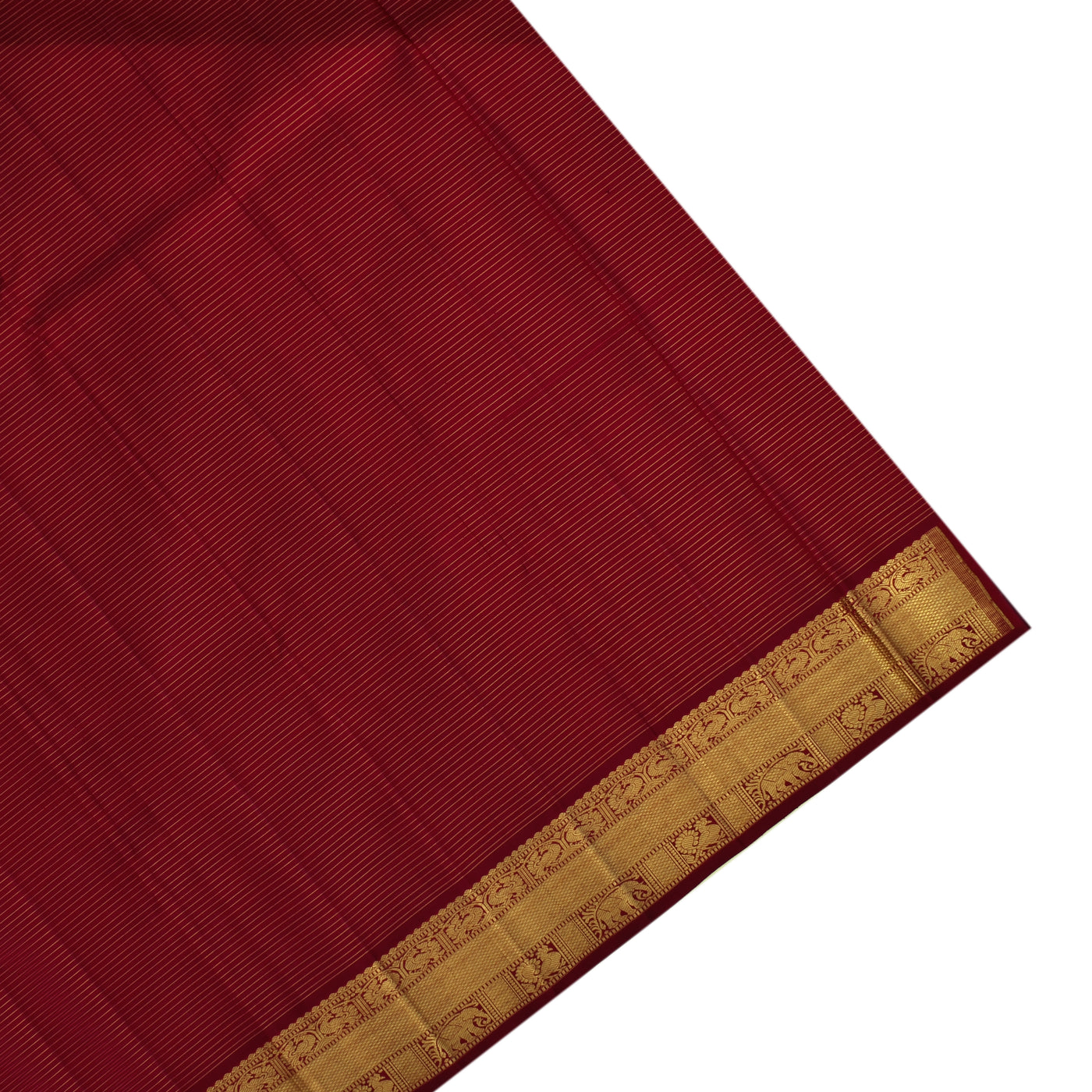 Arakku Thakkali Kanchipuram Silk Saree with Stripes and Butta Design