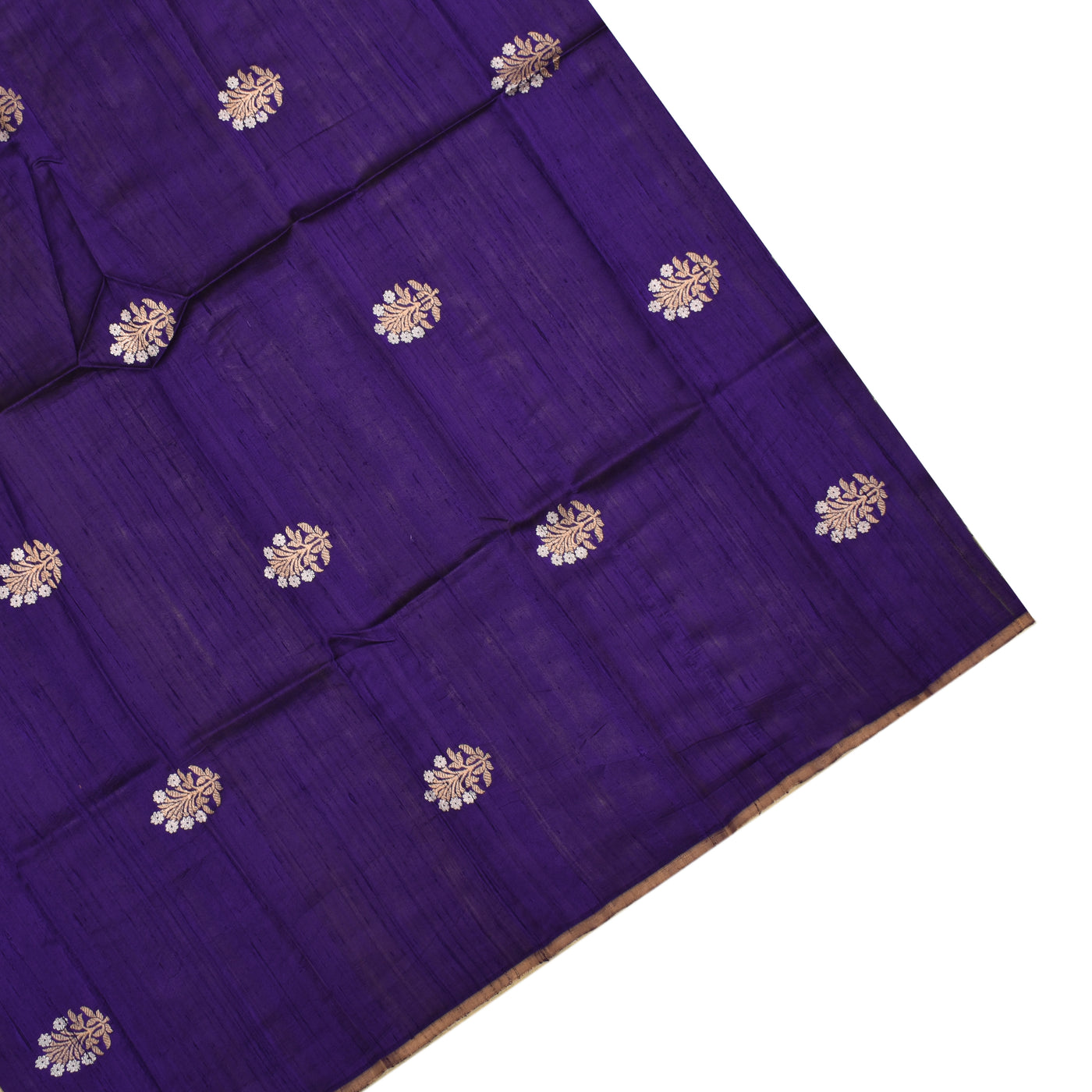 Off White Kanchi Silk Saree with Violet Tussar Raw Silk Pallu and Blouse