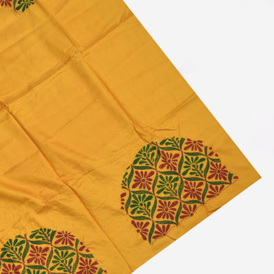 Bottle Green Kanchi Silk Saree with Mustard Embroidery Blouse