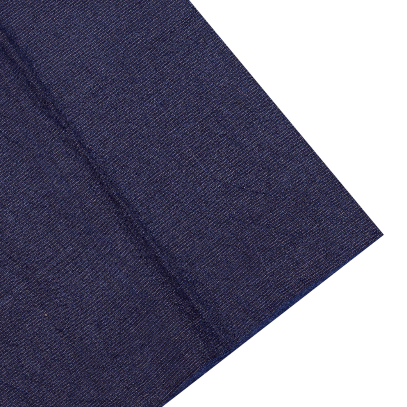 Navy Blue Tussar Silk Saree with Checks and Floral Print Design