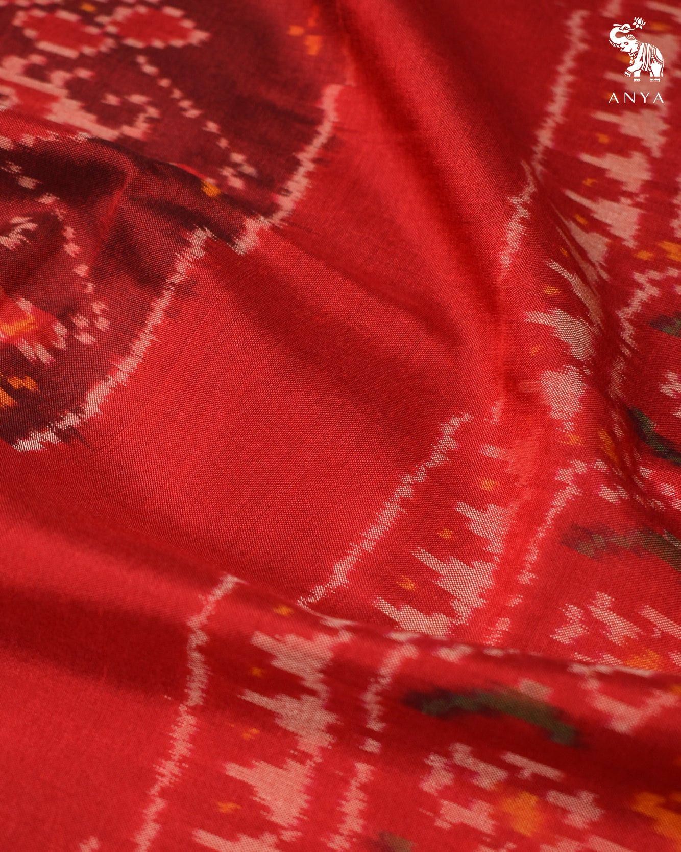 Maroon Patola Silk Saree with Ikkat Design