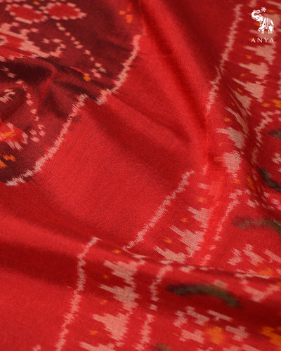 Maroon Patola Silk Saree with Ikkat Design