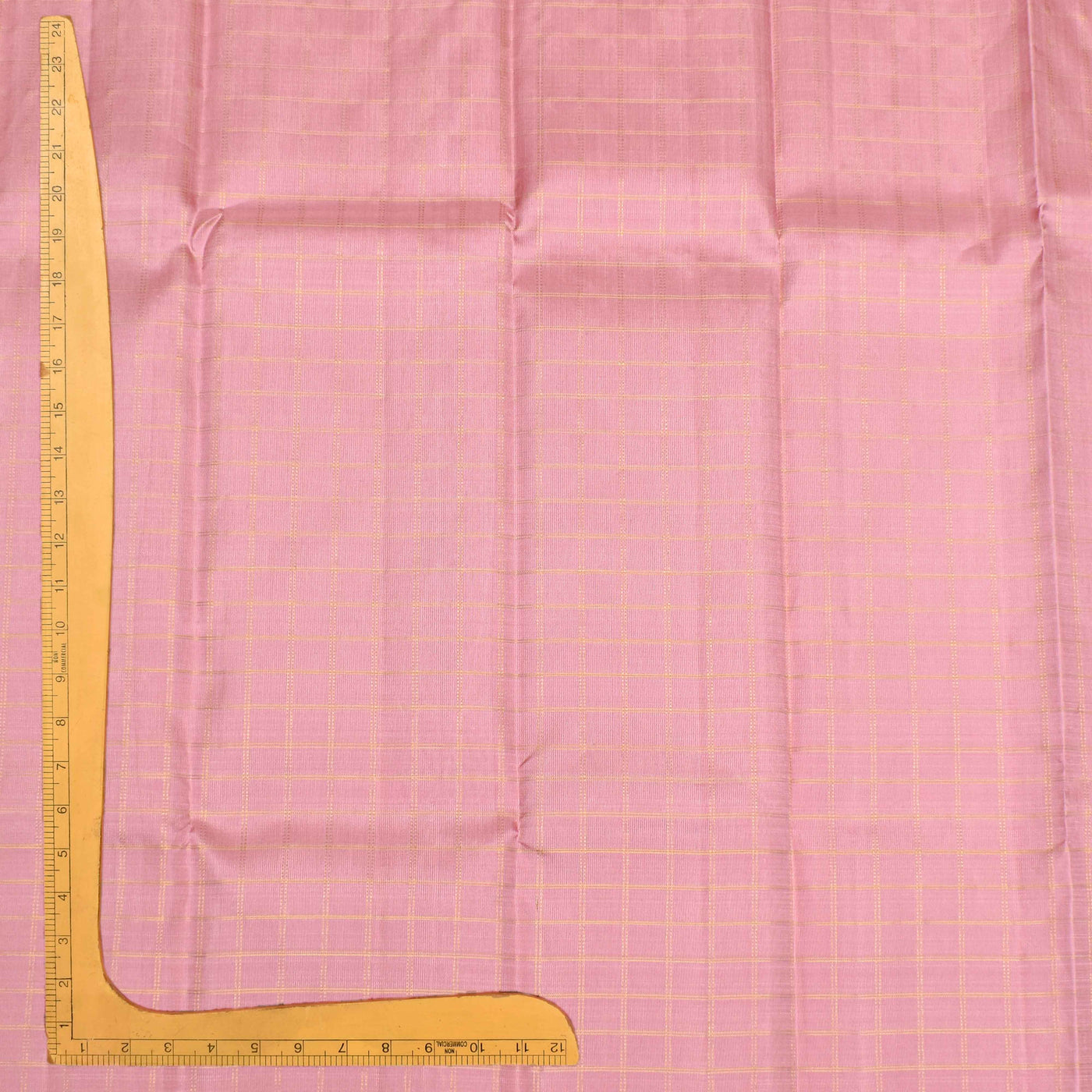 Onion Pink Kanchi Silk Fabric with Zari Kattam Design