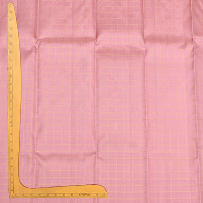 Onion Pink Kanchi Silk Fabric with Zari Kattam Design