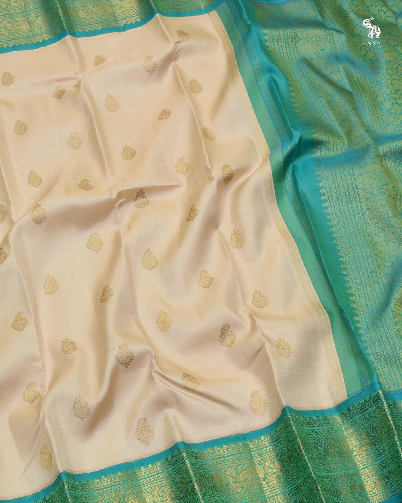 Off White Kanchi Classic Saree with Zari Butta Design