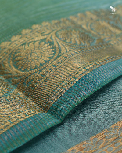 Blue Multicolour Tissue Saree with Crush Tissue Pallu