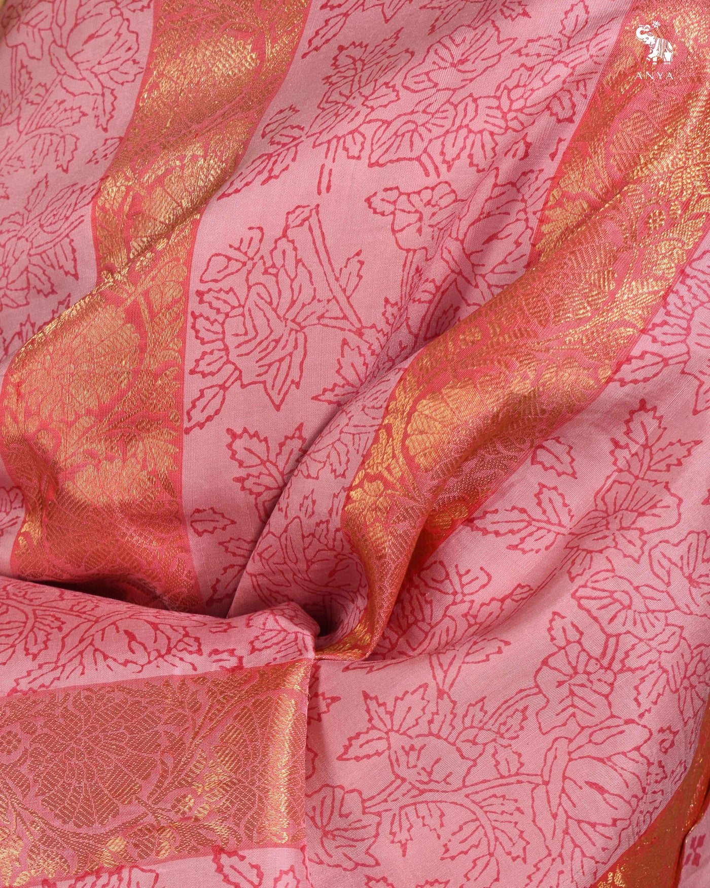 Onion Pink Printed Kanchi Silk Saree