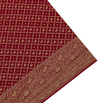 Maroon Georgette Banarasi Saree with Pichwai and Small Dots Zari Design