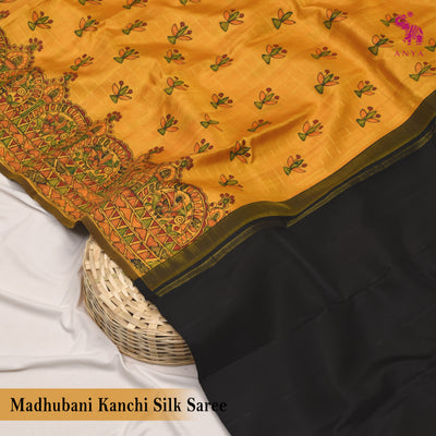 Mustard Madhubani Kanchi Silk Saree