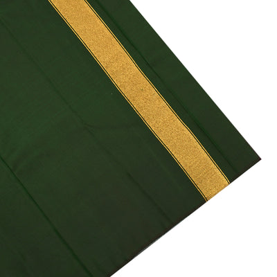 Bottle Green Kanchipuram Silk Saree with Small Checks Design