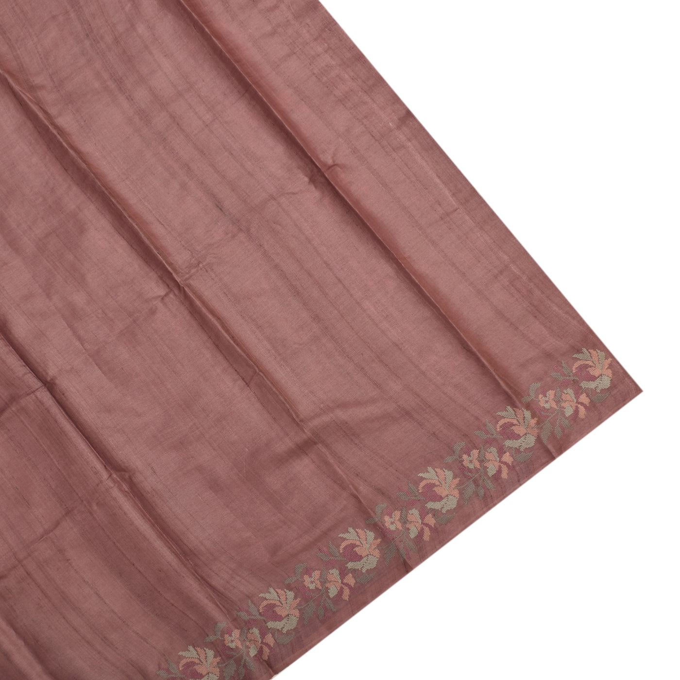 Onion Pink Tussar Silk Saree with Embroidery Design