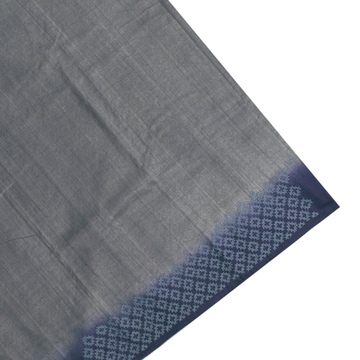 Grey Tussar Silk Saree with Kutch Work Design