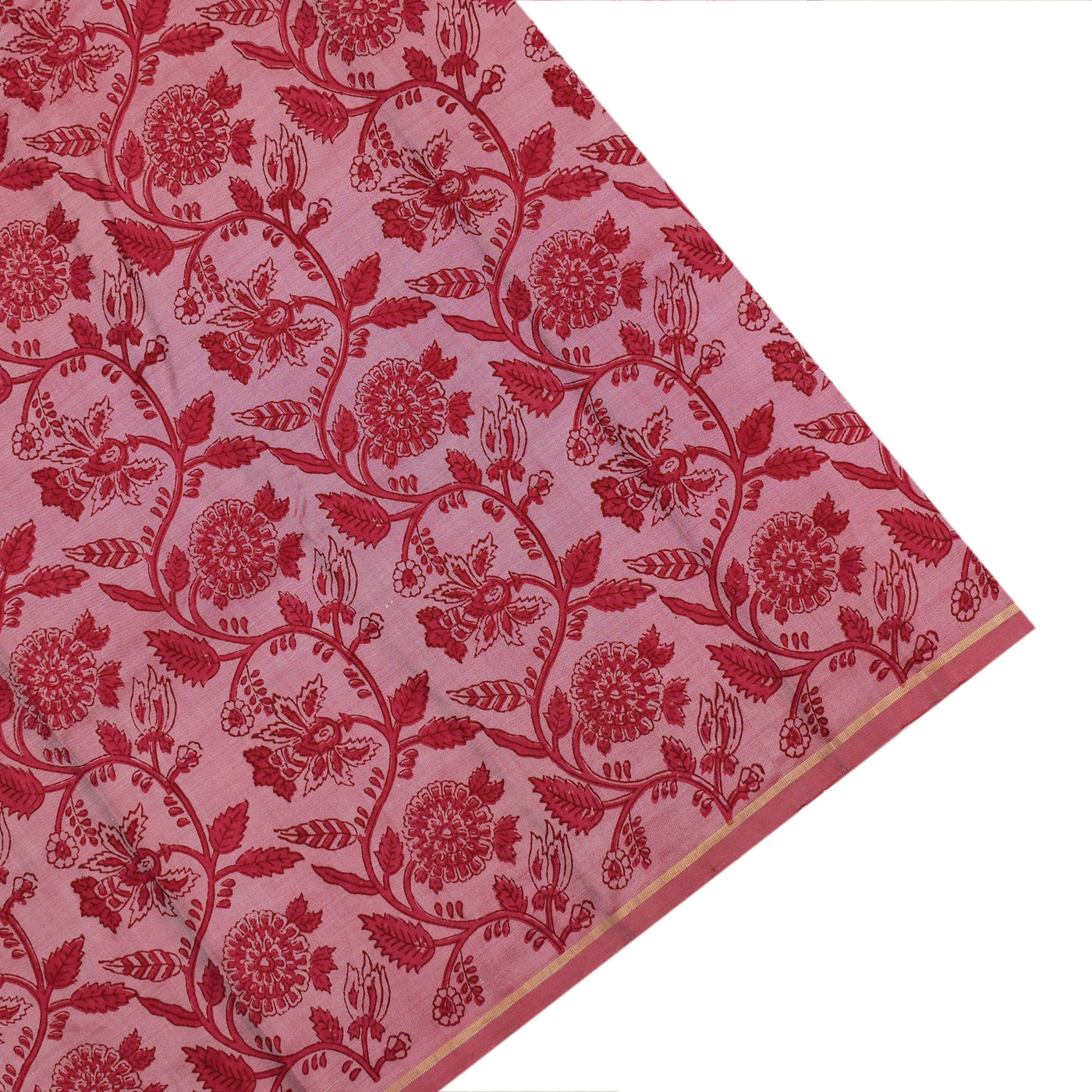 Lotus Pink Printed Kanchi Silk Saree with Stripes Print Design