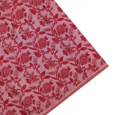 Lotus Pink Printed Kanchi Silk Saree with Stripes Print Design