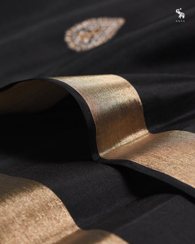 Black Soft Silk Saree with Zari Butta Design