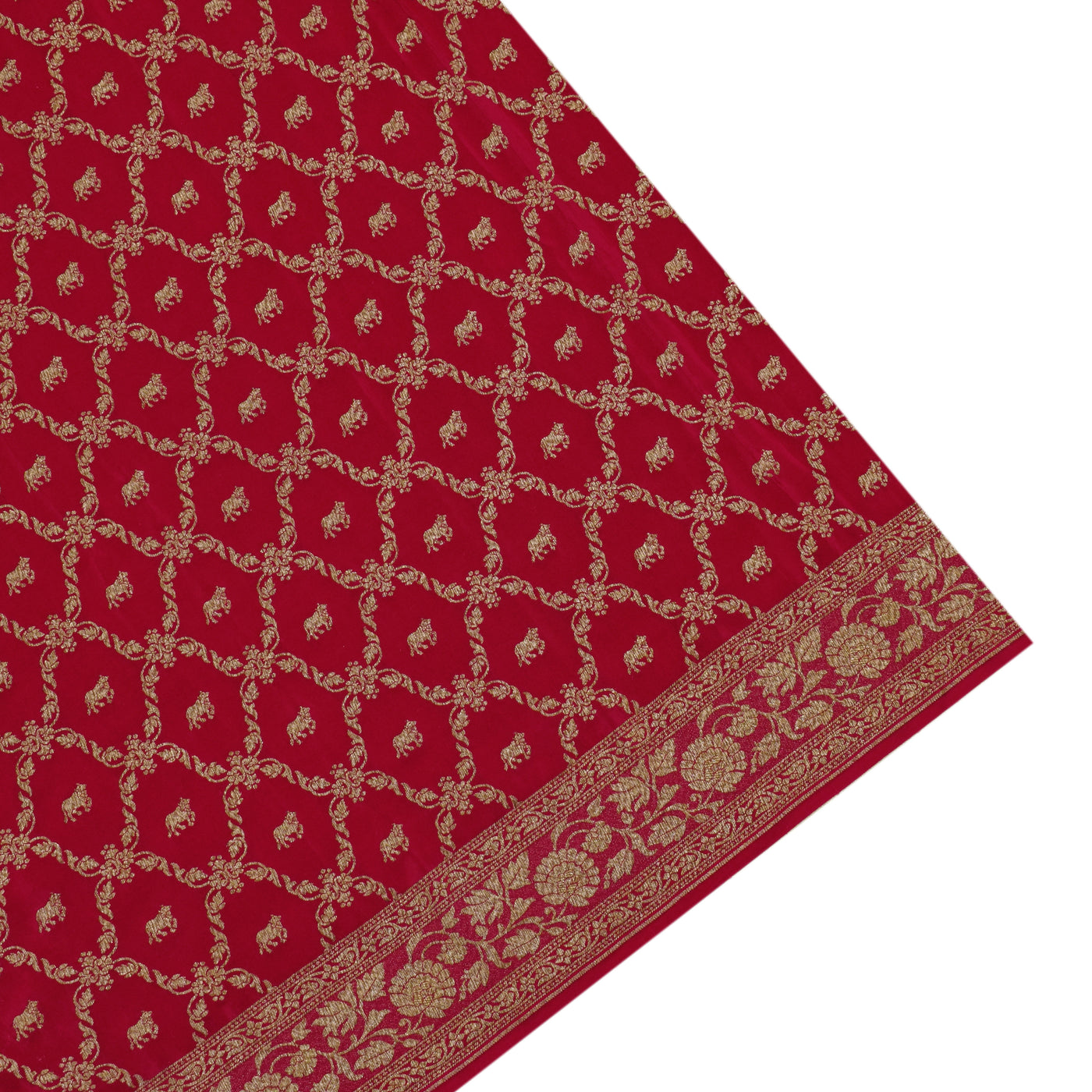 Red Georgette Banarasi Saree with Pichwai and Small Dots Zari Design