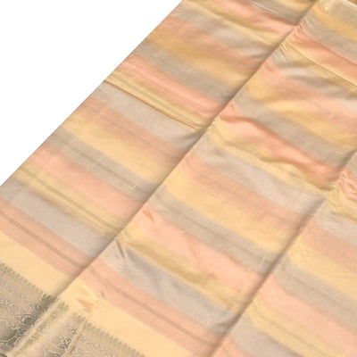 Grey Chanderi Silk Saree with Zari Stripes Design