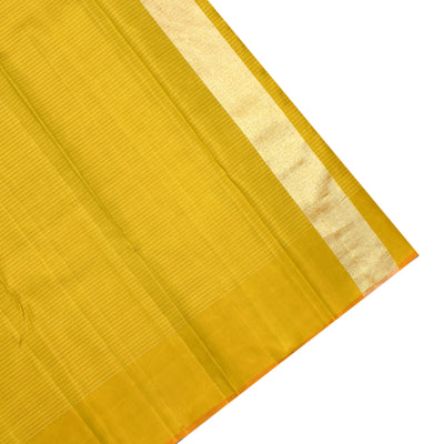 Golden Yellow Kanchipuram Silk Saree with Small Checks Design