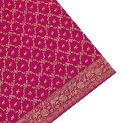 Rani Pink Georgette Banarasi Saree with Pichwai and Small Dots Zari Design