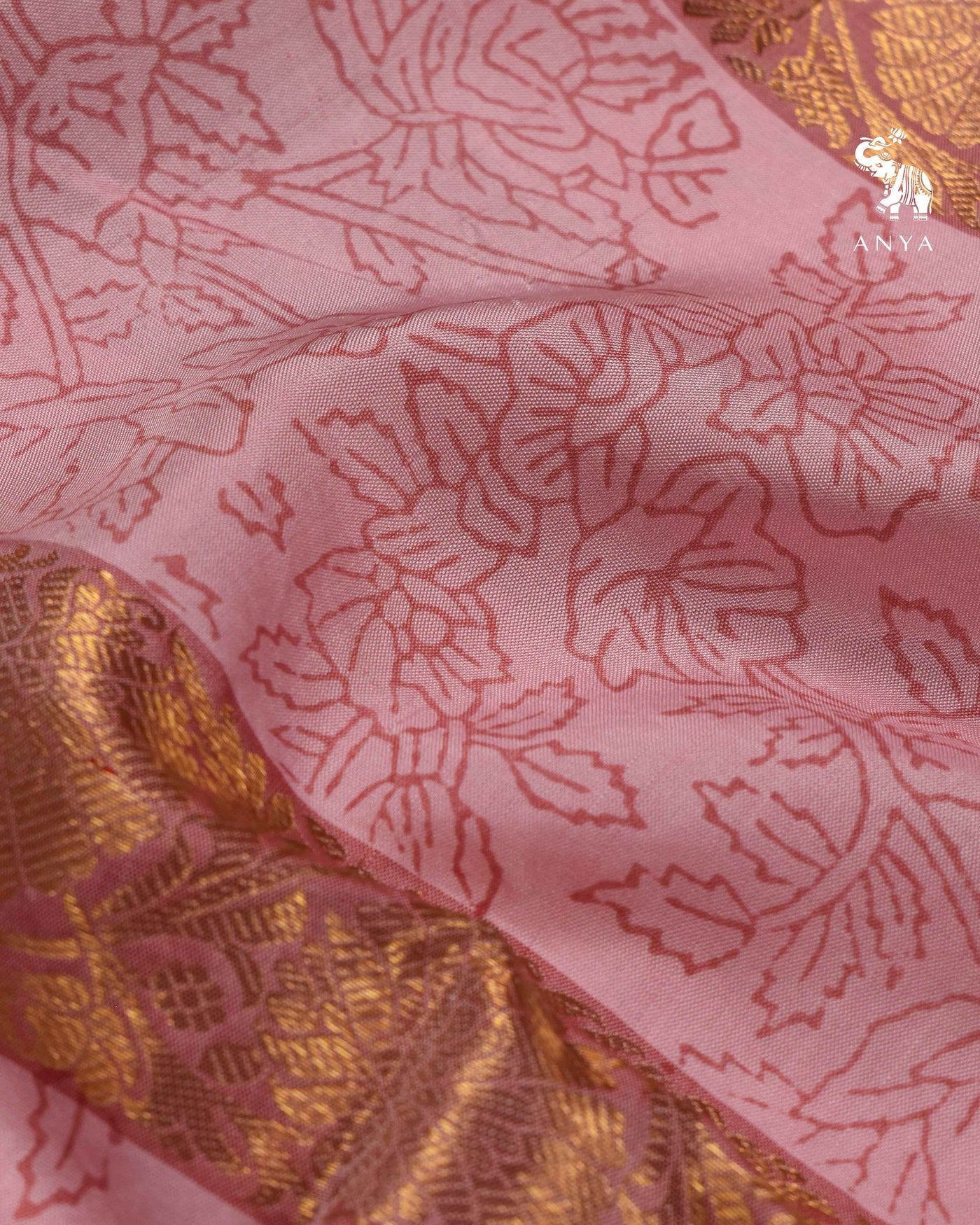 Onion Pink Printed Kanchi Silk Saree
