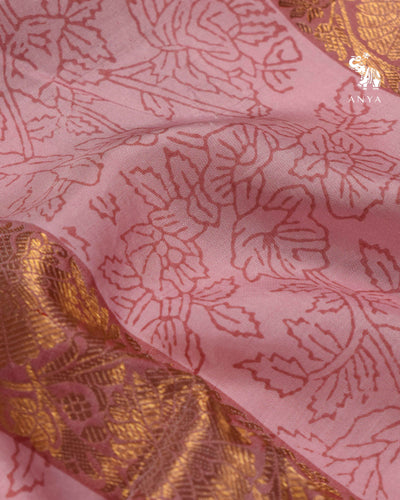 Onion Pink Printed Kanchi Silk Saree