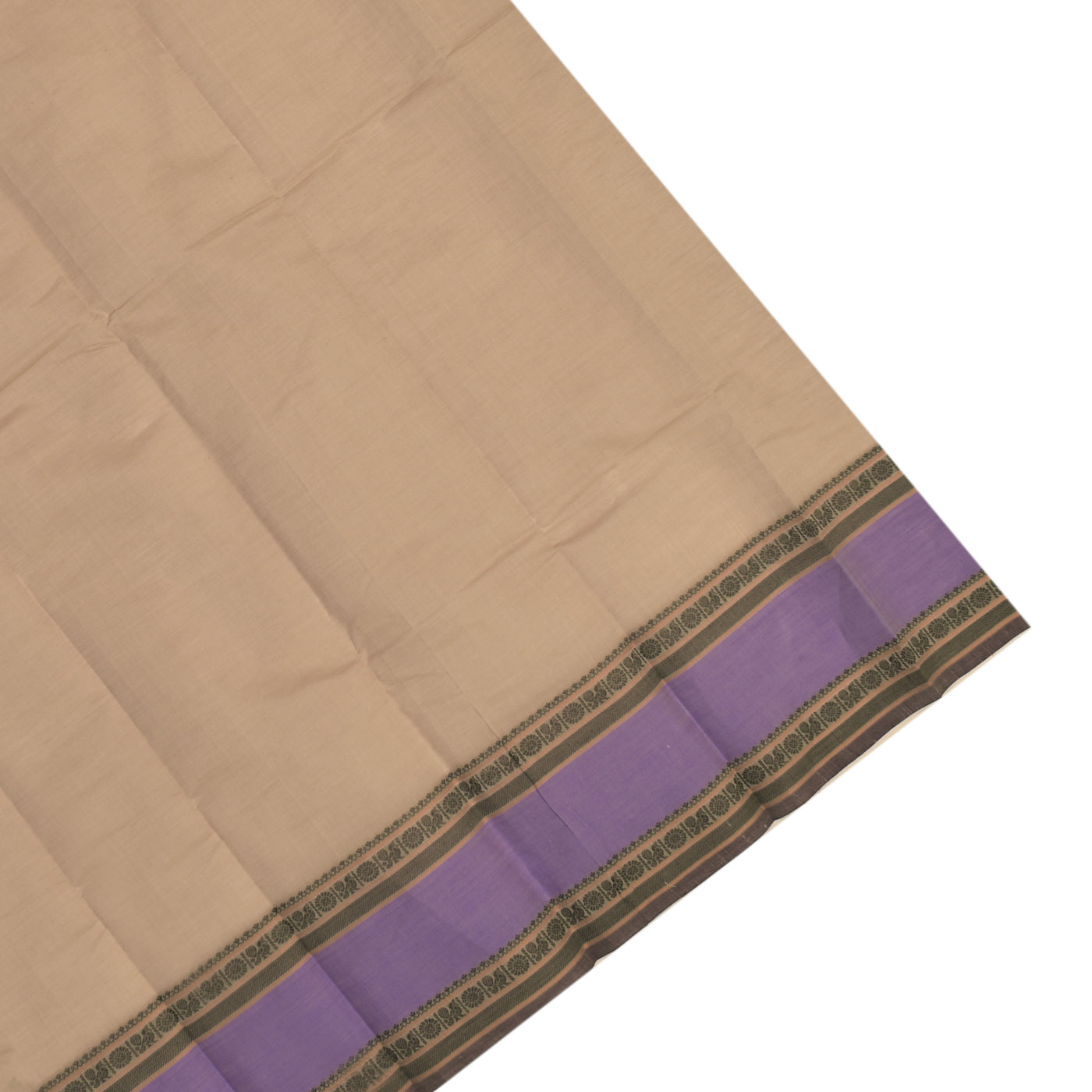 Beige Kanchi Cotton Saree with Stripes Design