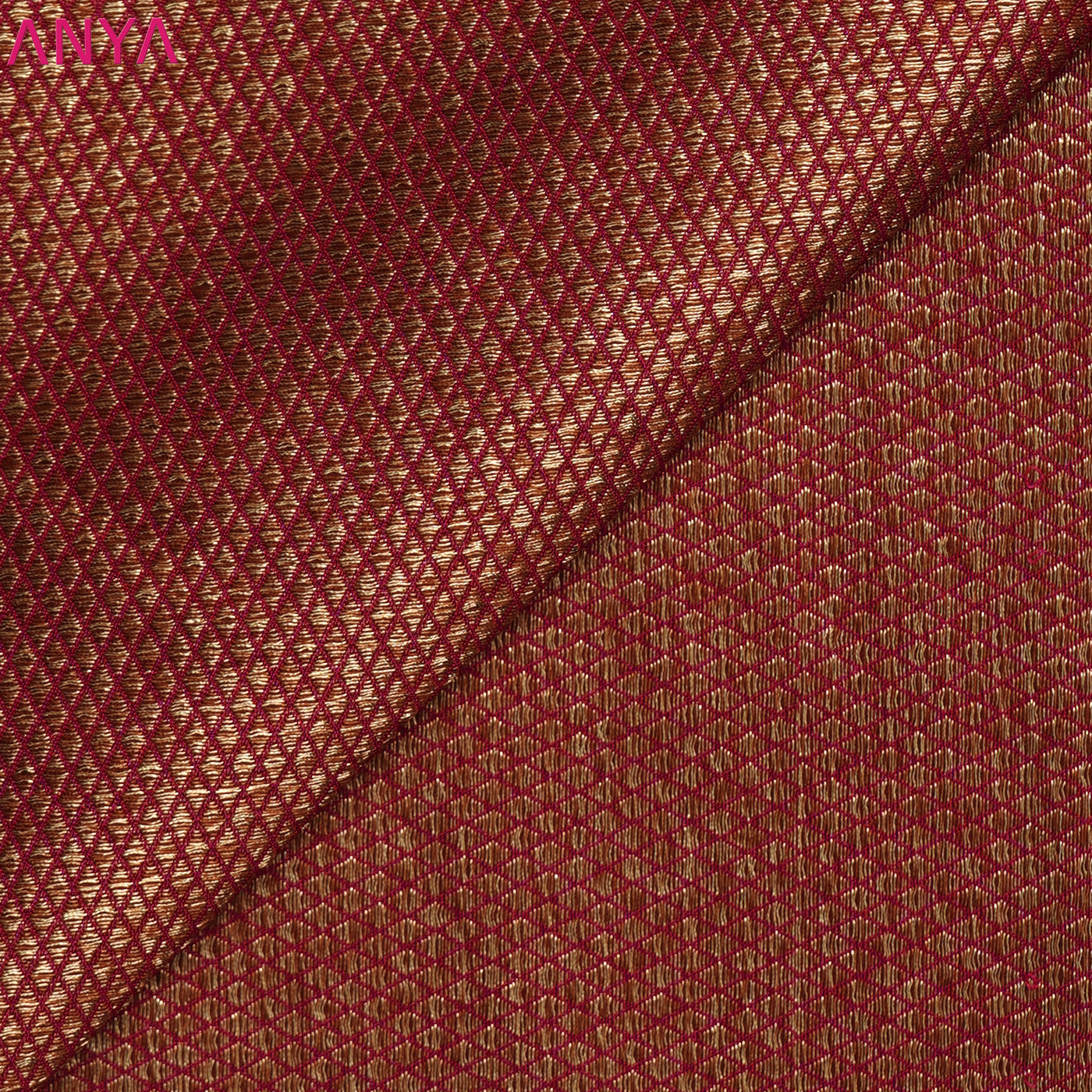 Red Banarasi Silk Fabric with Getti Self Design
