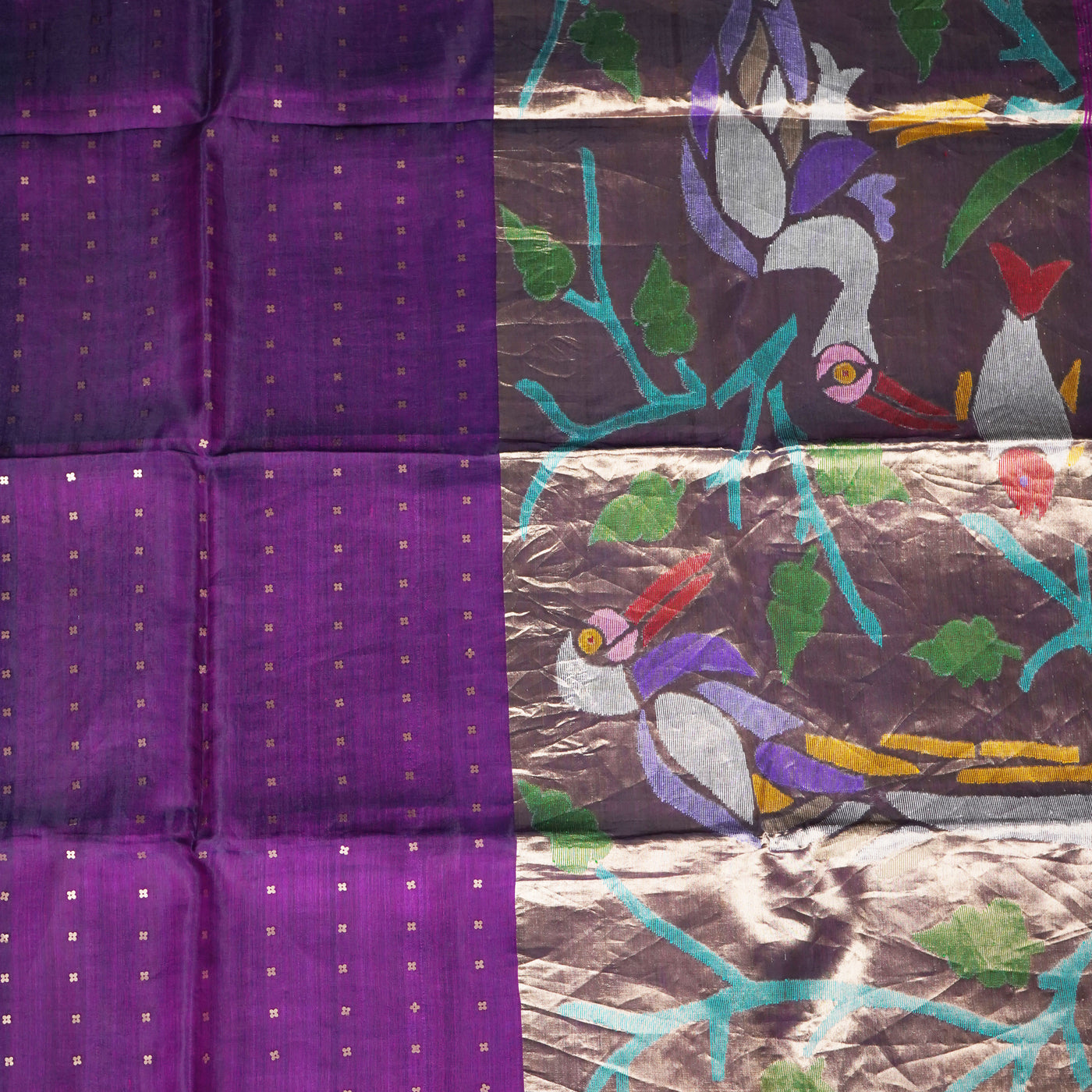 Violet Tissue Sequins Saree with Paithani Pallu