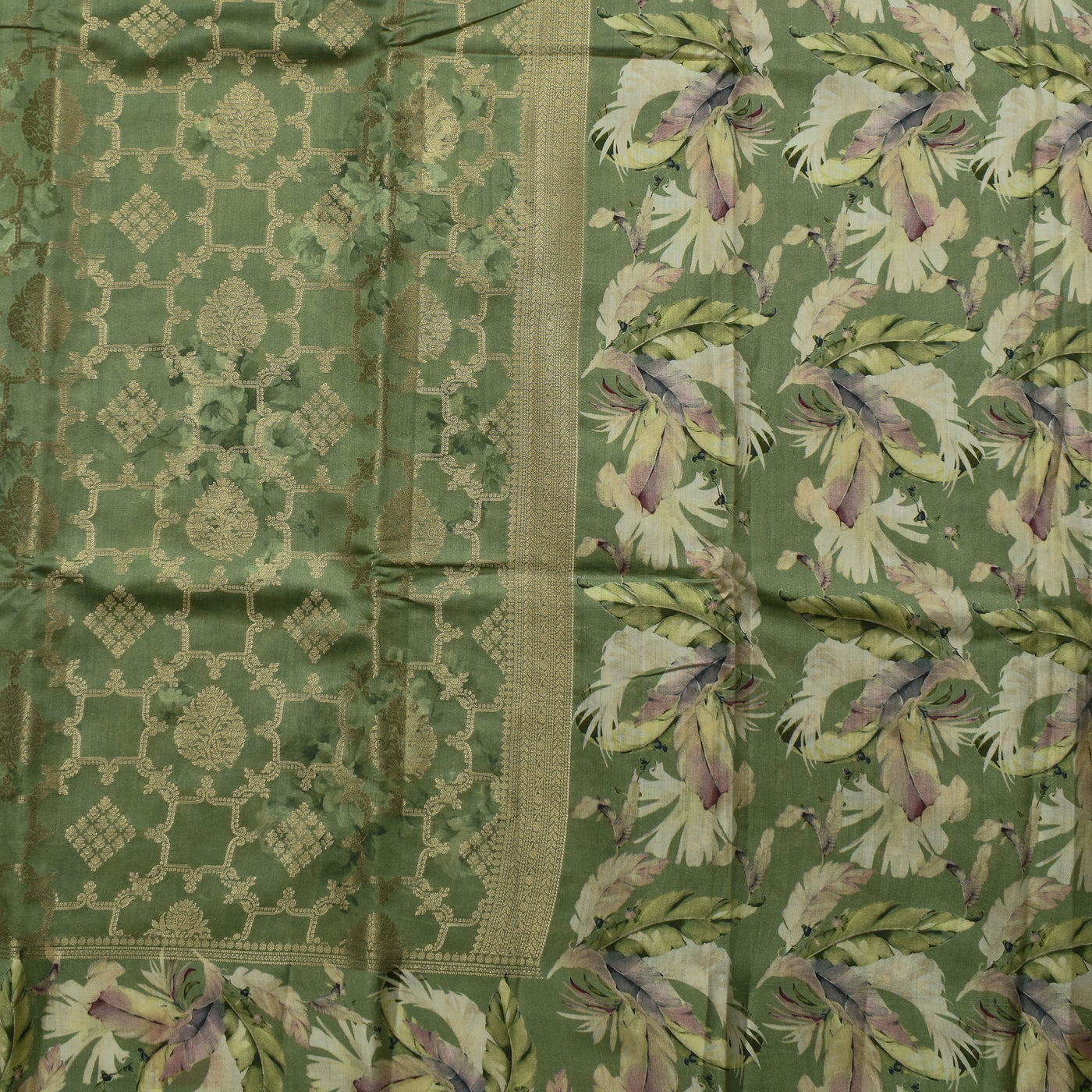 Apple Green Banarasi Silk Saree with Zari Butta Design