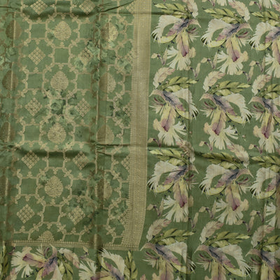 Apple Green Banarasi Silk Saree with Zari Butta Design