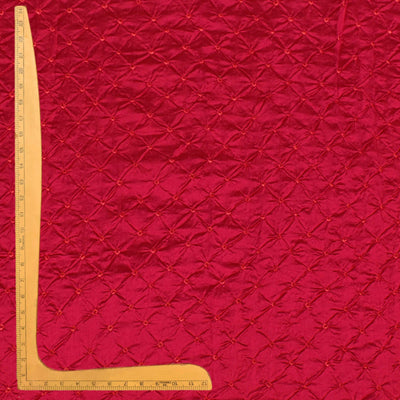 Pink Bhandhini Silk Fabric with Peach Border Design