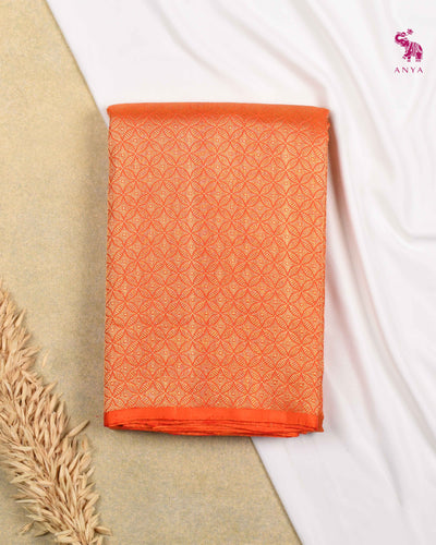 Orange Kanchi Silk Fabric with Getti Zari Design