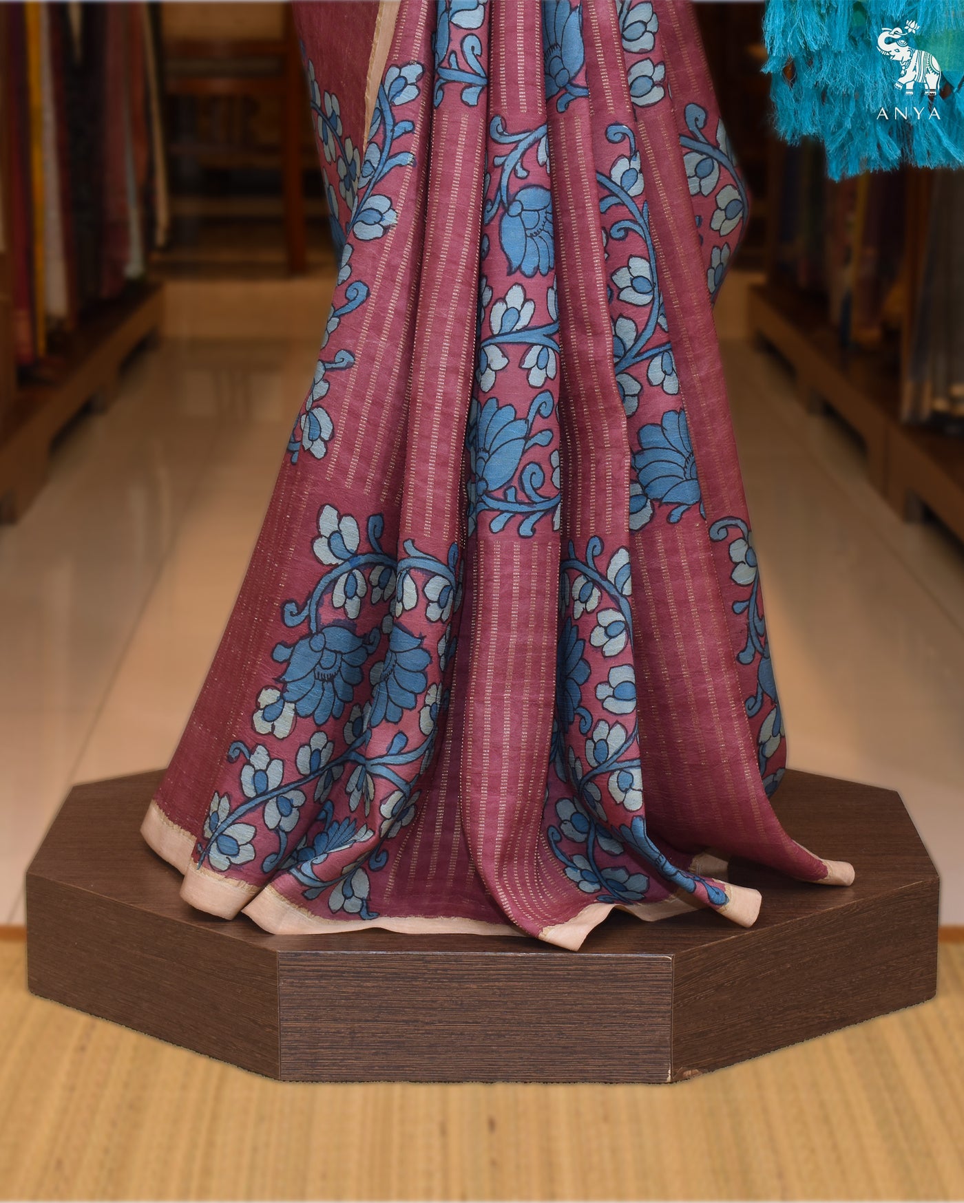 V Pakku Pen Kalamkari Kanchi Silk Saree