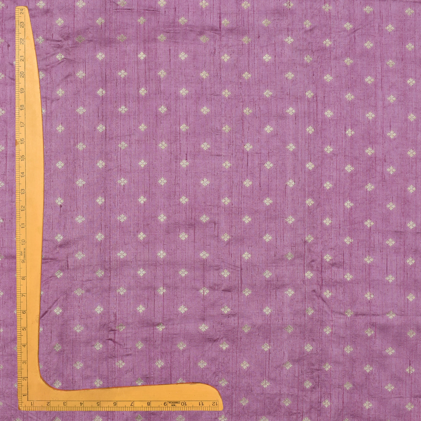 Lilac Banarasi Tussar Raw Silk Fabric with Small Flower Butta Design