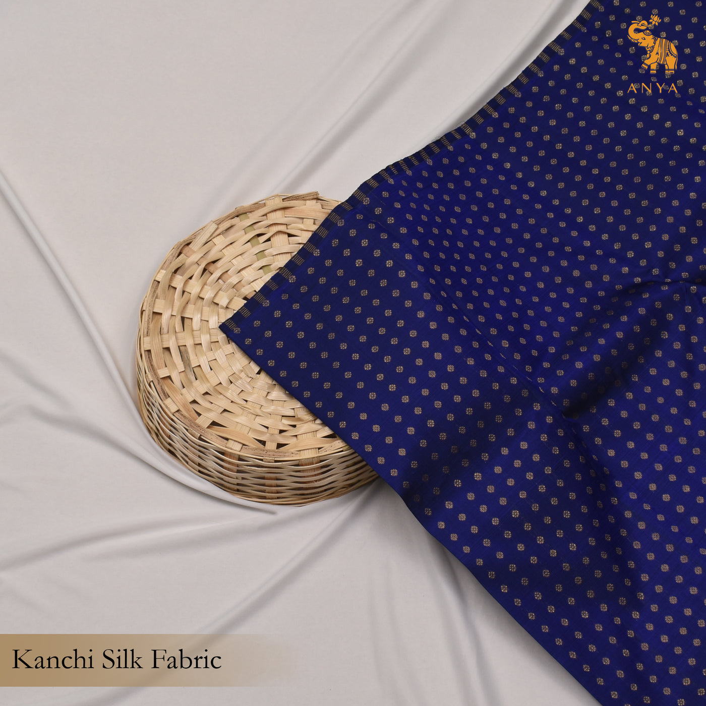 Ms Blue Kanchi Silk Fabric with Kamalam Zari Butta Design