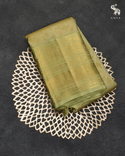 Apple Green Kanchipuram Silk Saree with Tissue Mayilchakaram Design