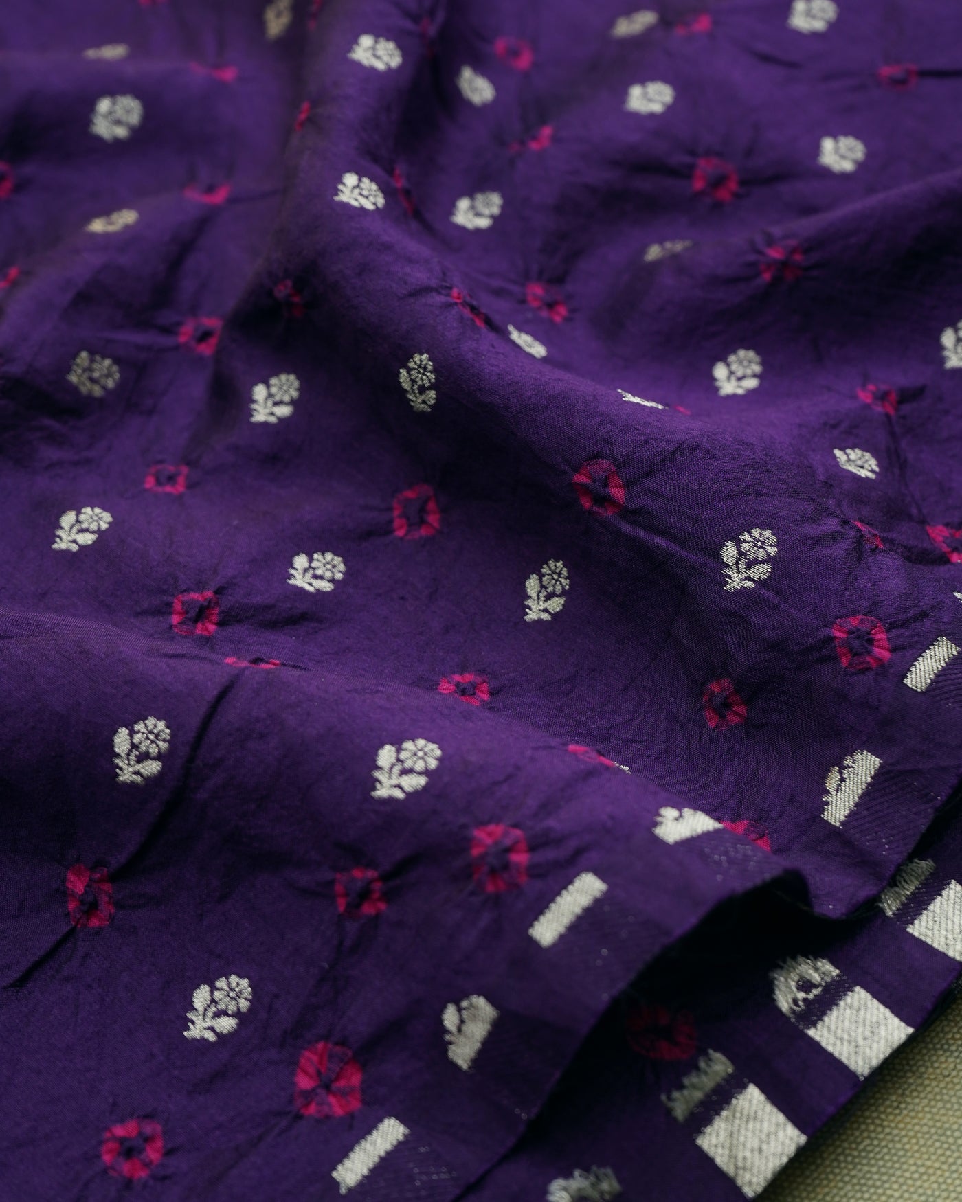 Purple Bhandhini Silk Fabric