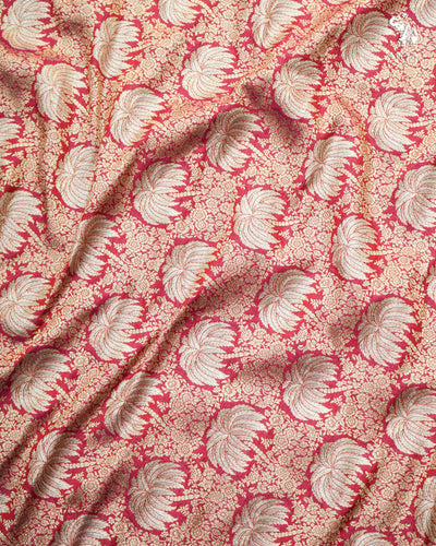 Magenta Banarasi Silk Fabric with Floral Zari Design